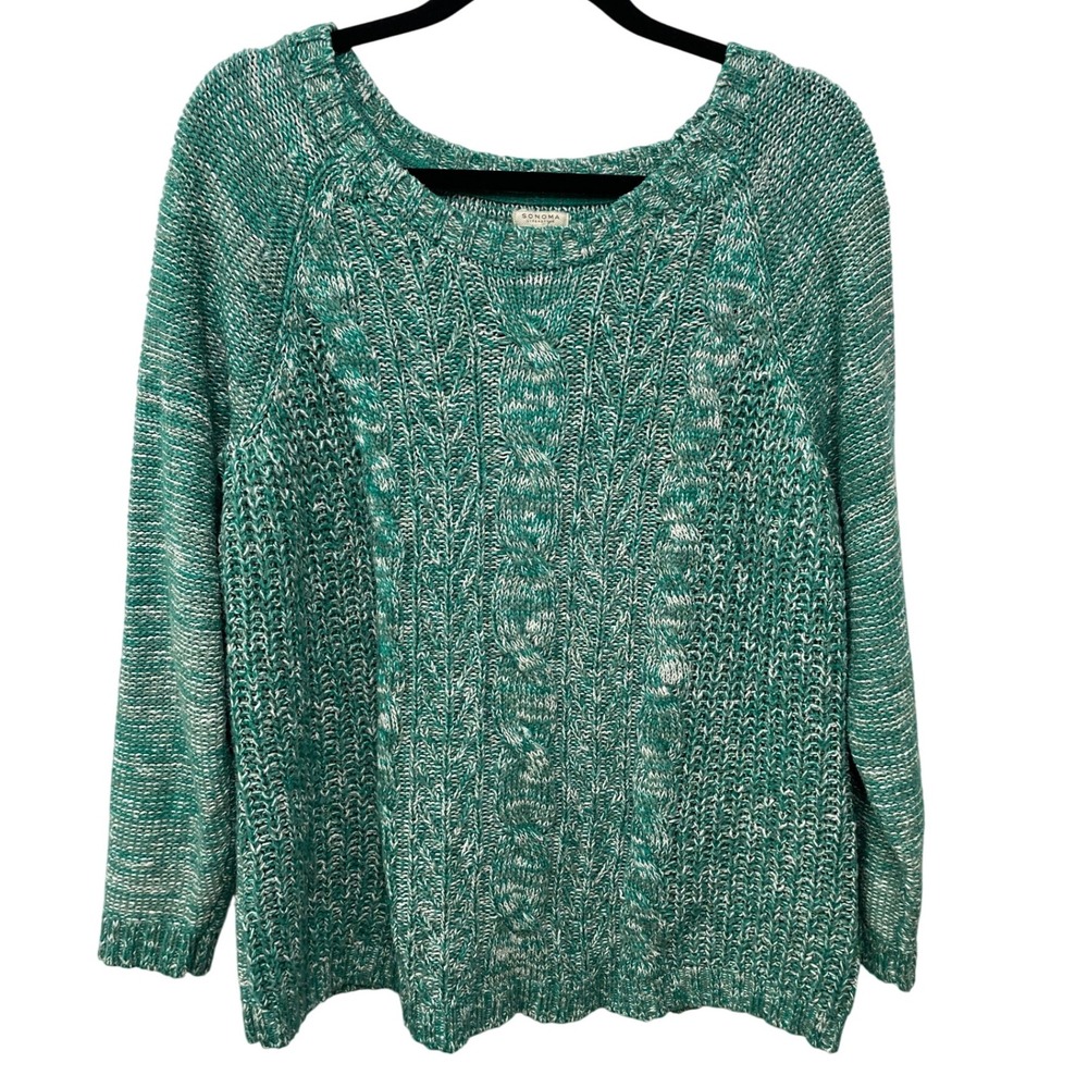 Sonoma Life + Style Kelly Green Chunky Cable Knit Sweater Size 0X